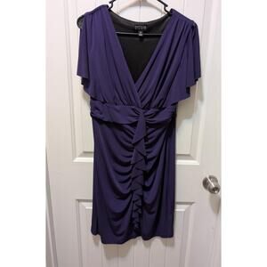 Enfocus Studio Purple Slit Sleeves Size 12 Cocktail Dress Work Spring Slimming